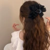 High-end black and white lace bubble mesh, bow, hairpin, women's back of the head, large shark hairpin Specification image